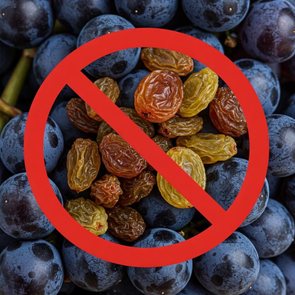 Grapes and raisins, toxic for dogs